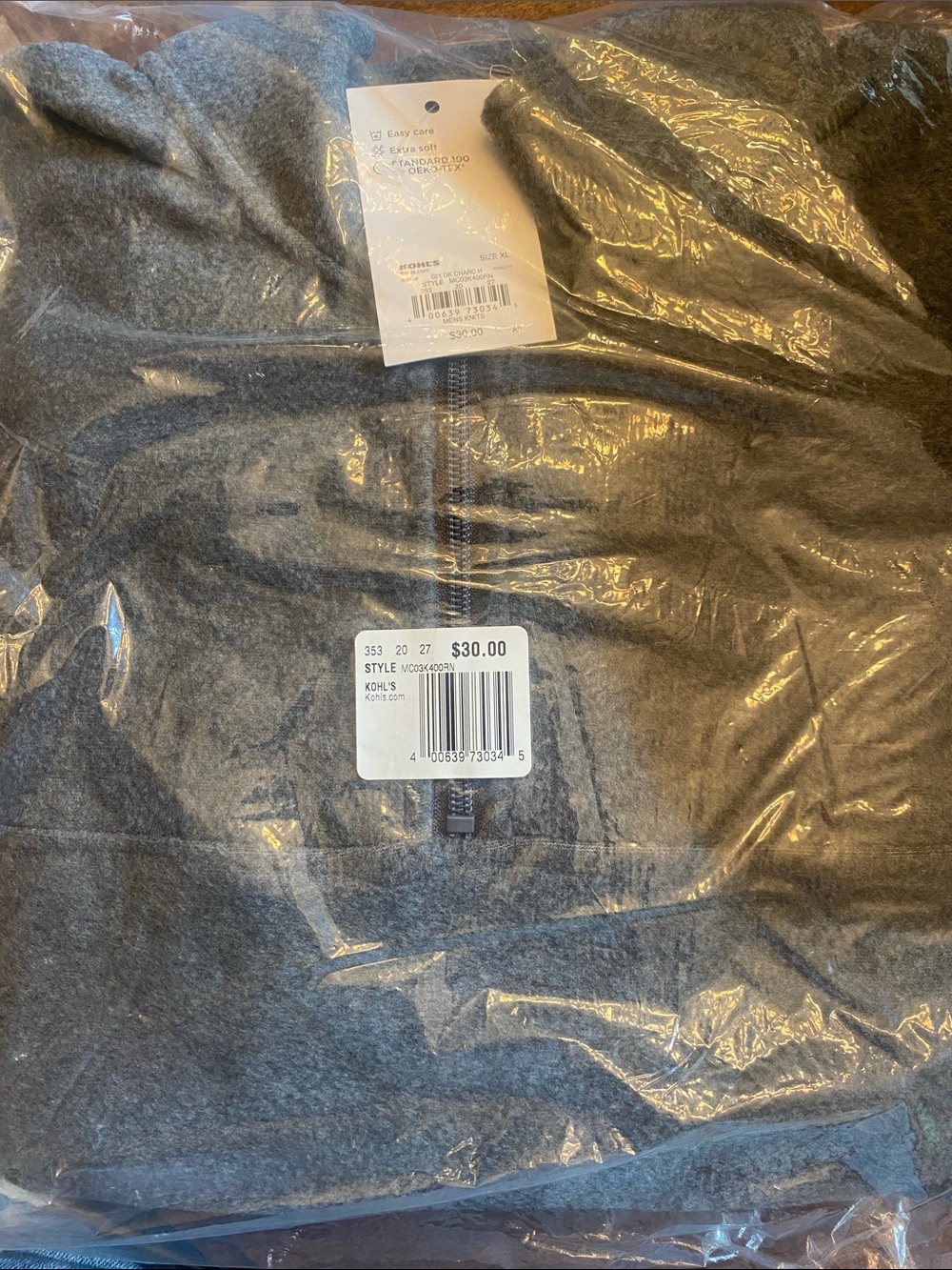 Kohl's Men's Heather Gray Full-Zip Fleece